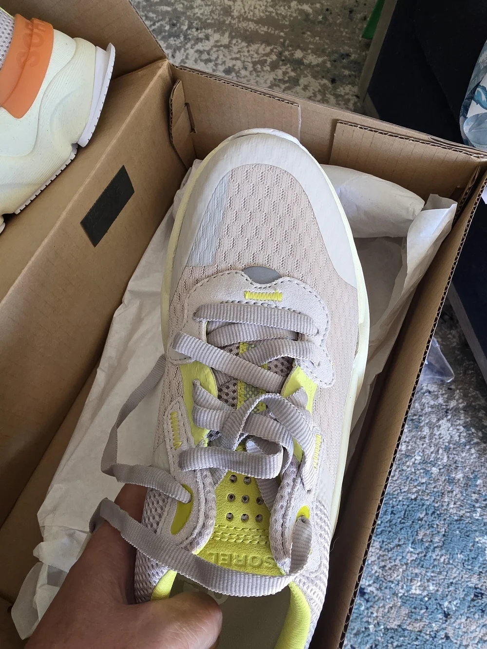 Sorel Beige Sneakers with Yellow and Orange Accents